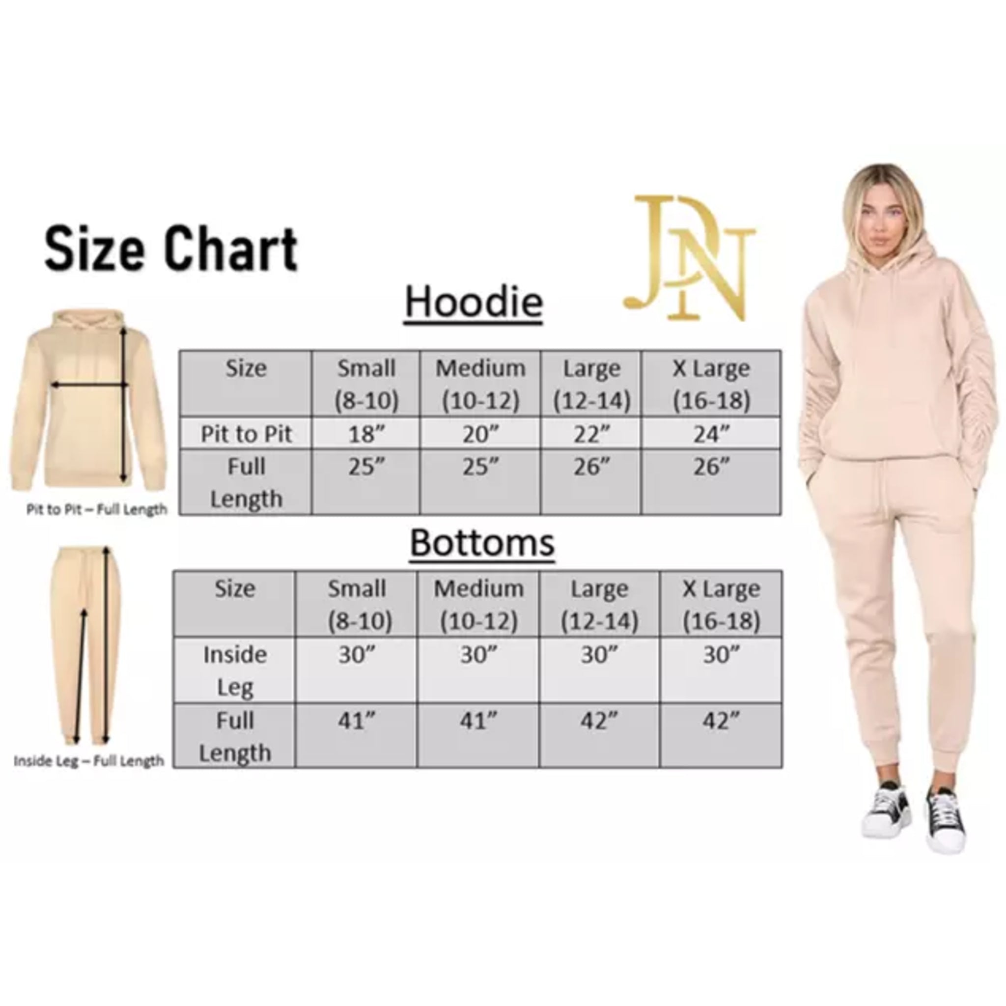 Ladies JDN branded plain beige, lemon, purple, mint and pink tracksuit set with hoodie and joggers – casual loungewear for women